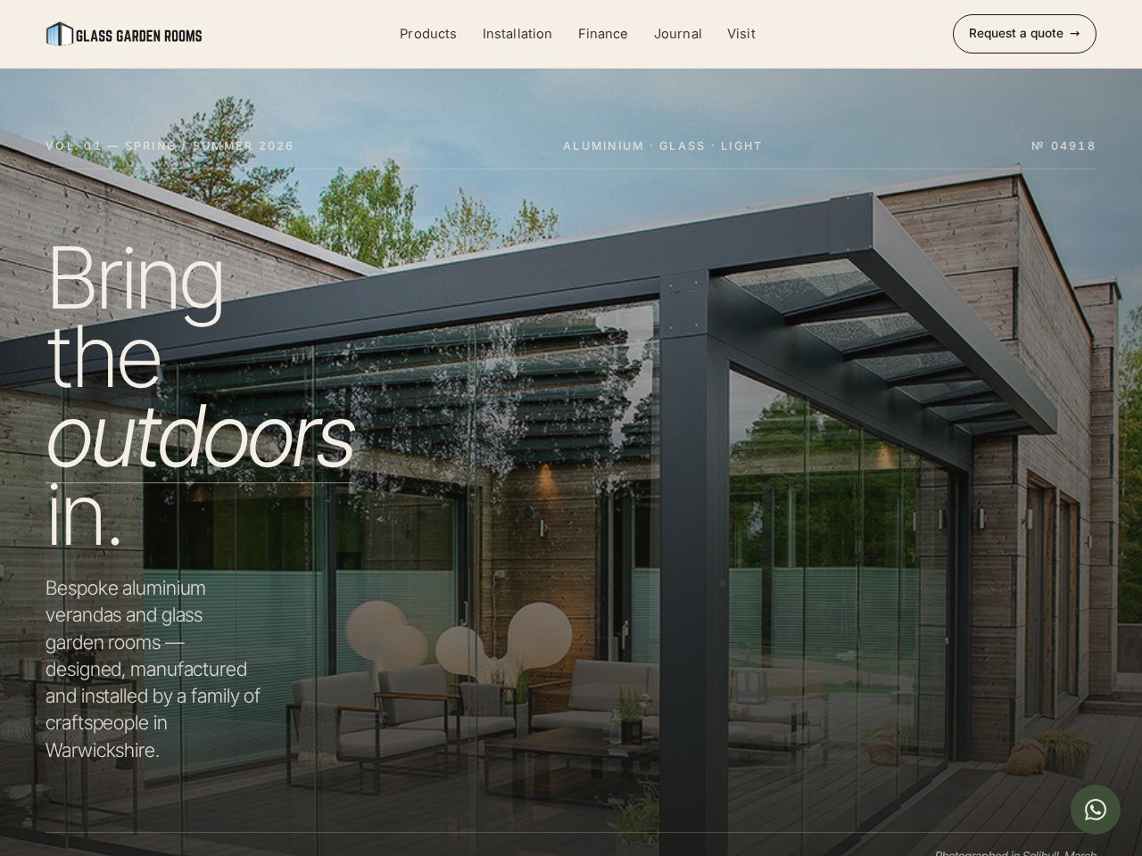 Glass Garden Rooms website homepage