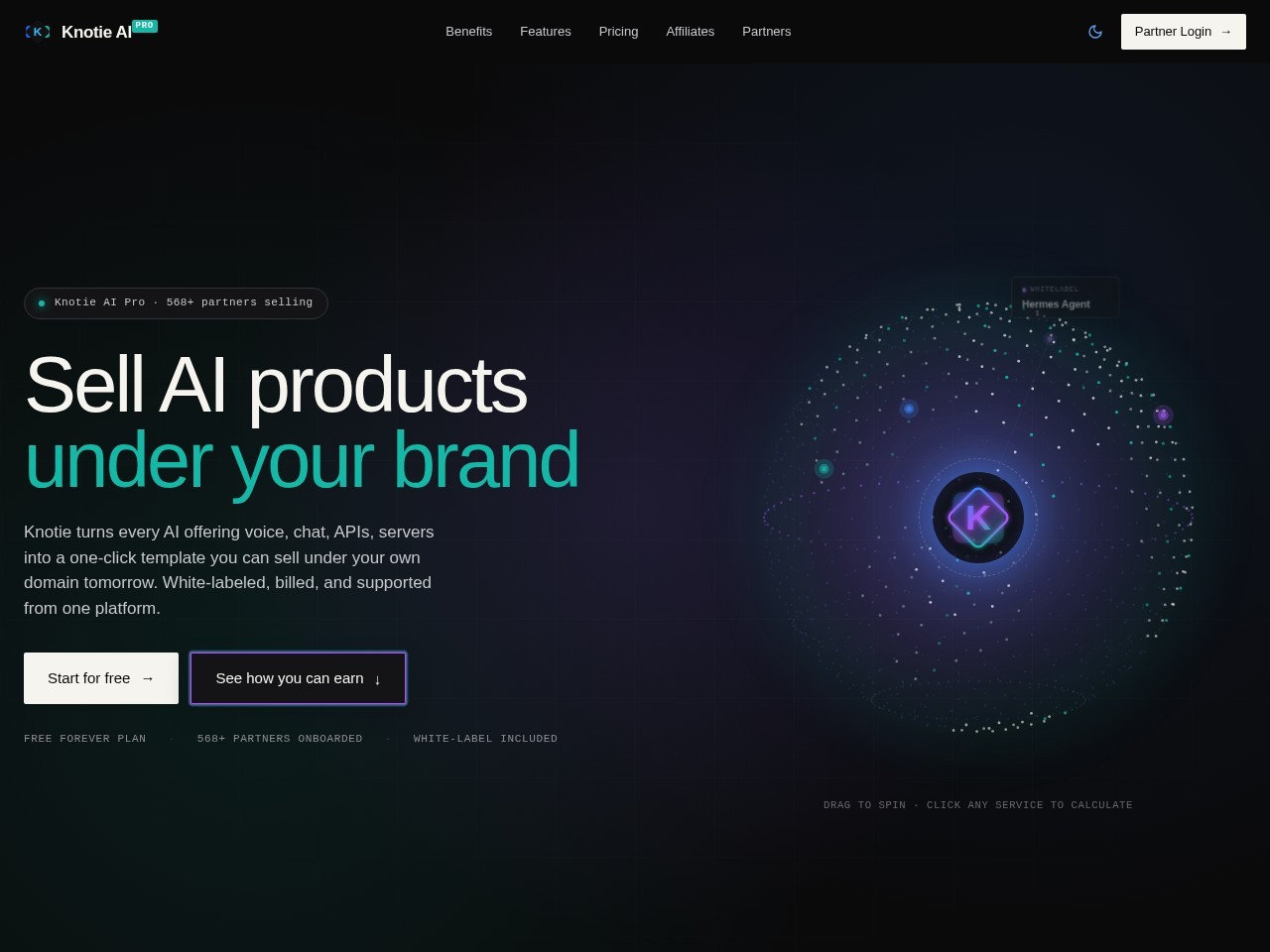 Knotie AI website homepage